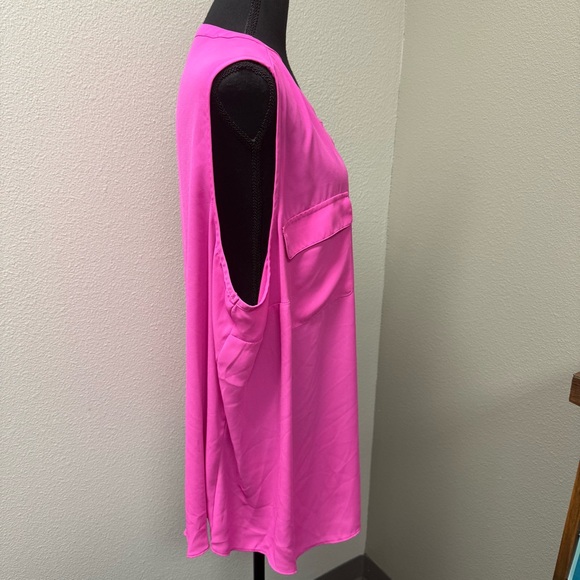 Worthington Pink Sleeveless Blouse 3X Plus Size Career Chic Pocket Top - Picture 6 of 9